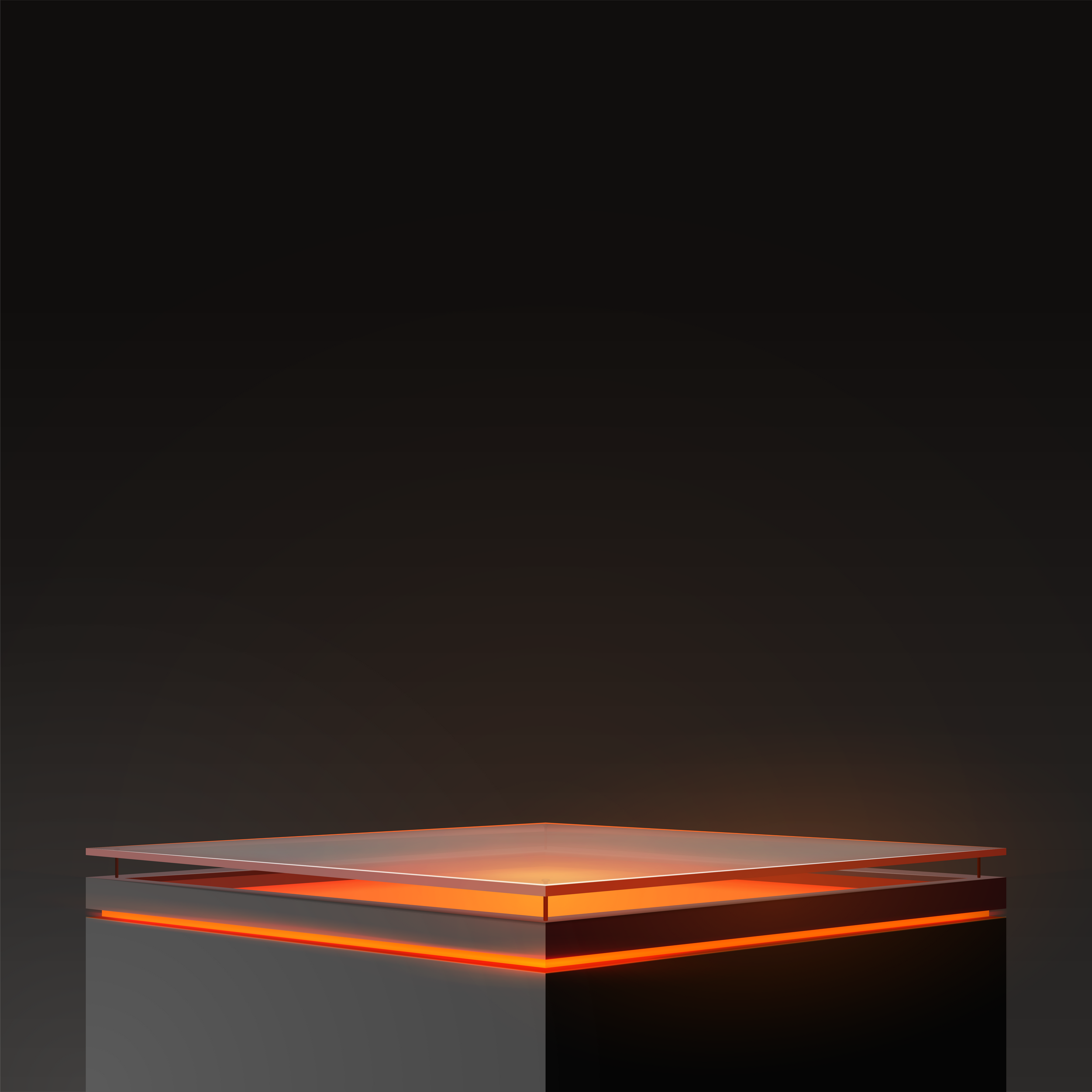 Square podium frosted glass floor with orange light